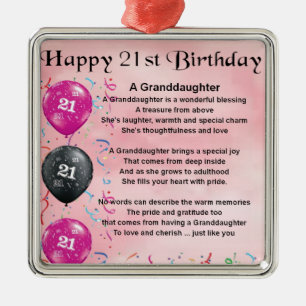 Granddaughter Poem - 21st Birthday Metal Ornament