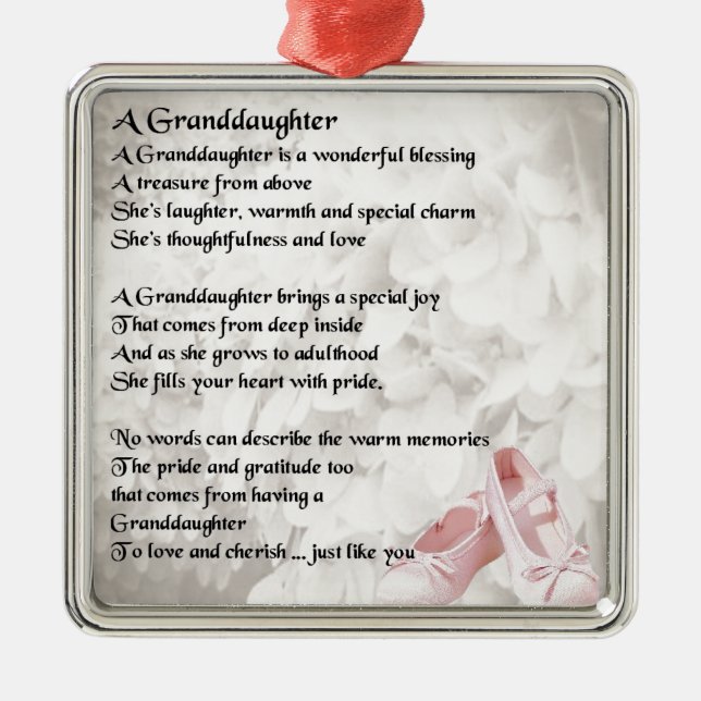 Granddaughter Poem - Ballet Shoes Design Metal Tree Decoration (Front)