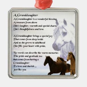 Granddaughter Poem - Horses Design Metal Ornament
