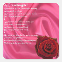 Granddaughter Poem - pink silk & rose