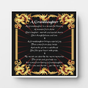Granddaughter Poem Plaque - Black  Design