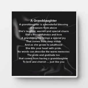 Granddaughter Poem Plaque - Black Silk  Design