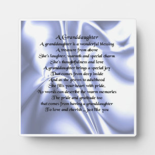 Granddaughter Poem Plaque - Blue  Silk  Design