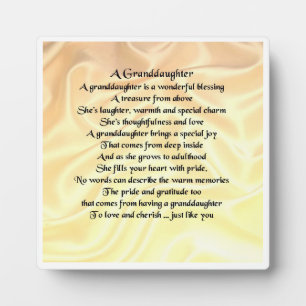 Granddaughter Poem Plaque - Cream Silk  Design