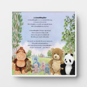 Granddaughter Poem Plaque - Cuddly Toys  Design