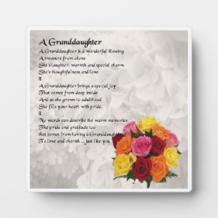 Granddaughter Poem Plaque - Flowers  Design
