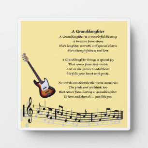 Granddaughter Poem Plaque - Music  Design