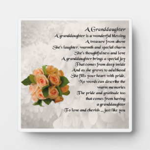 Granddaughter Poem Plaque - Peach Roses  Design