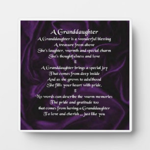 Granddaughter Poem Plaque  -  Purple  Silk Design