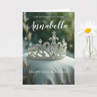 Granddaughter Sixteenth Birthday Elegant Silver Card