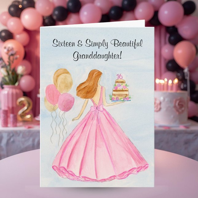 Granddaughter Sweet 16 Birthday Cake Elegant Girl  Card (Creator Uploaded)