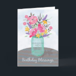 Granddaughter Sweet 16th Birthday Blessings Jar Card<br><div class="desc">Your granddaughter will love her sweet 16th birthday with this mason jar vase filled with flowers. All done in a painterly watercolor style for a sweet card as you send blessings her way on her birthday!</div>
