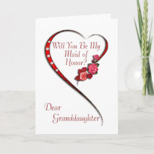 Granddaughter, Swirling heart Maid of Honour invit Invitation