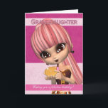 Granddaughter Trendy Birthday Girl Greeting Card<br><div class="desc">Cute birthday card with birthday girl,  makeup and compact,  trendy clothing and hair colours</div>