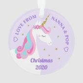 Granddaughter Unicorn Gold Glitter Stars Purple Ornament (Back)