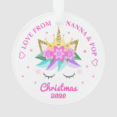 Granddaughter Unicorn Princess Girly Personalized Ornament (Back)