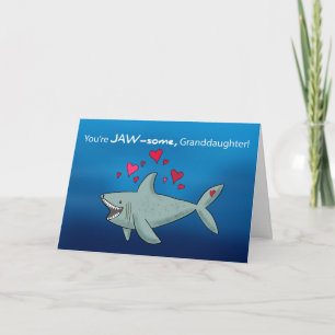 Granddaughter Valentines Day Shark With Hearts Card