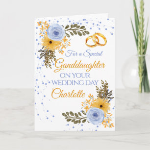 Granddaughter Wedding Day Floral Congratulations Card