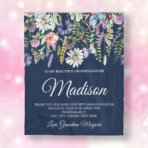 Granddaughter Wildflowers Personalised Fleece Blanket