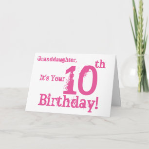 Granddaughter's 10th birthday in pink. card