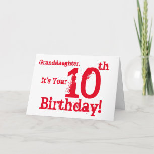 Granddaughter's 10th birthday in red. card