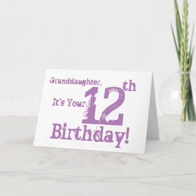Granddaughter's 12th birthday in purple. card (Front)