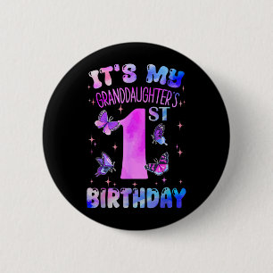 Granddaughters 1st Birthday Butterfly 1 Years Old 6 Cm Round Badge