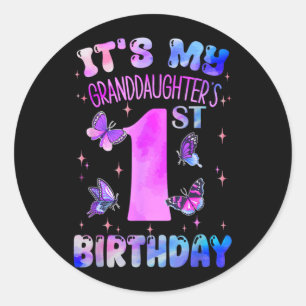 Granddaughters 1st Birthday Butterfly 1 Years Old Classic Round Sticker