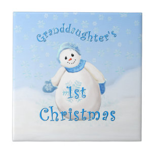 Granddaughter's 1st Christmas Snowman Tile