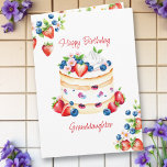 Granddaughter's Birthday Watercolor Whimsical  Card<br><div class="desc">Personalised birthday card for a granddaughter. Cute watercolor style ai illustration of a whimsical vanilla cake full of flowers, blueberries, strawberries and whipped cream. Pretty birthday card for her, a friend, grandma, aunt, sister, mum, daughter or granddaughter. Pretty feminine birthday card. This one says for Grandma but you can edit...</div>