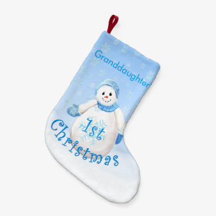 Granddaughter's First Christmas Snowman Small Christmas Stocking