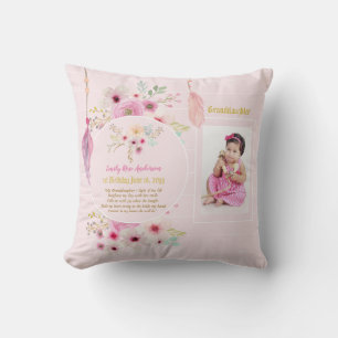 Granddaughters Poem PHOTO Birthday Pink Flowers Cushion