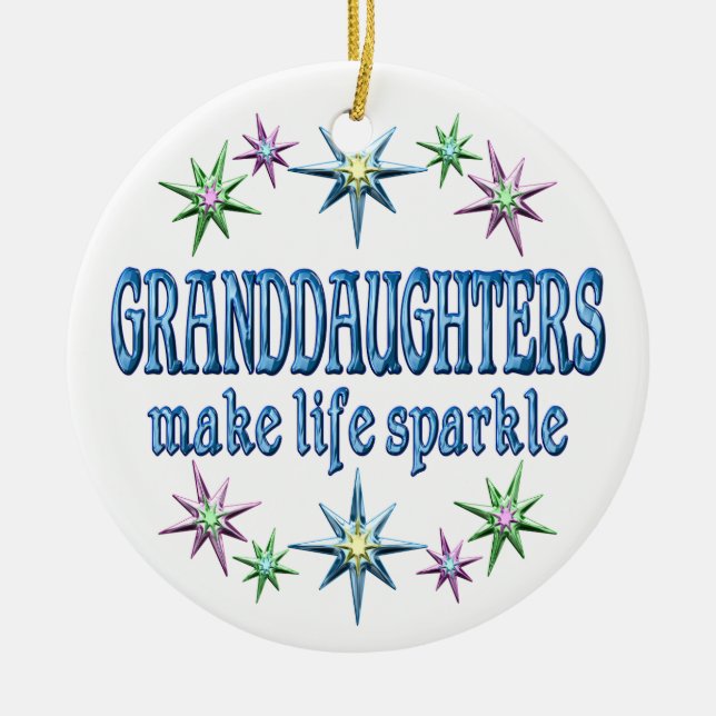 Granddaughters Sparkle Ceramic Ornament (Front)