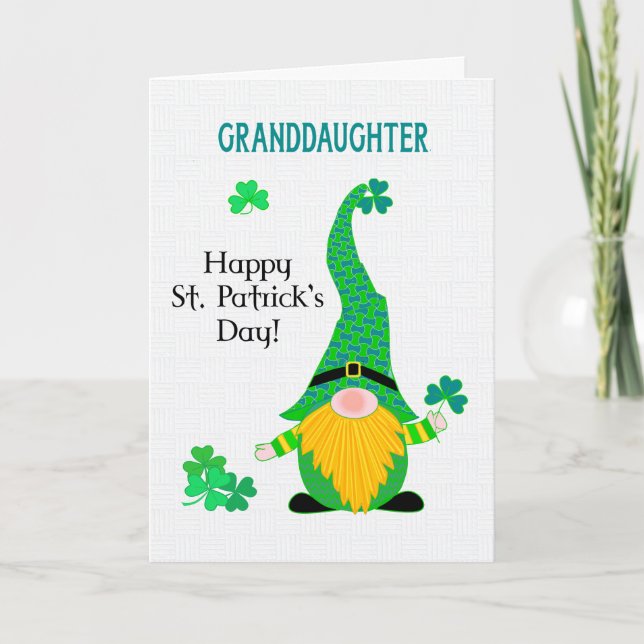 Granddaughter's St Patrick's Fun Leprechaun Card (Front)