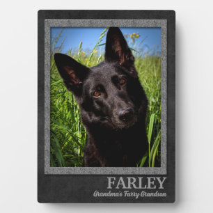 Granddog Grey and Brown Name and Photo Plaque