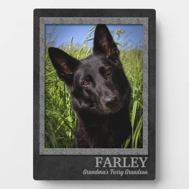 Granddog Grey and Brown Name and Photo Plaque (Front)
