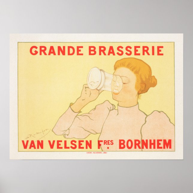 Grande Brasserie Belgium Beer Brewery Old Advert Poster (Front)