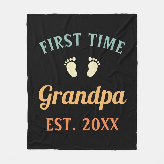 Grandfather Abuelo Nonno Gramps First Time Grandpa Fleece Blanket (Front)