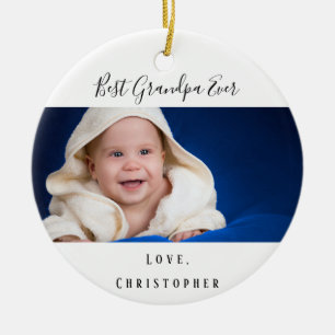 Grandfather baby white photo ceramic ornament