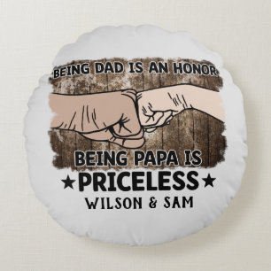 Grandfather   Being Papa Is Priceless   Father Round Cushion