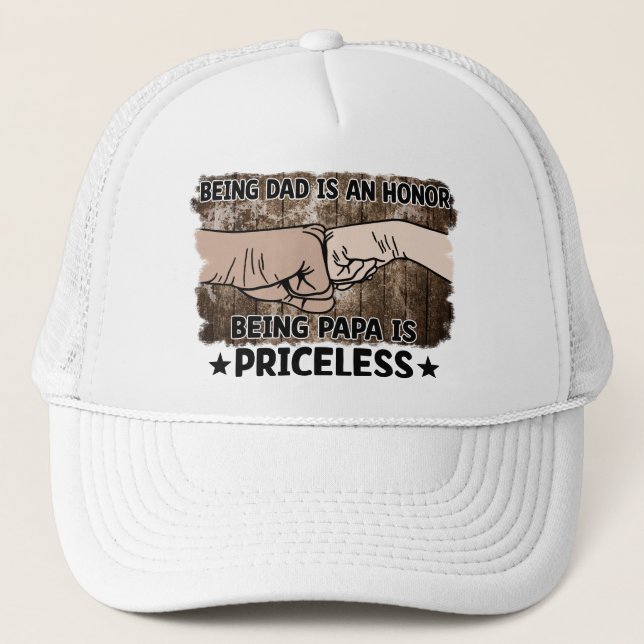 Grandfather | Being Papa Is Priceless | Father Trucker Hat (Front)