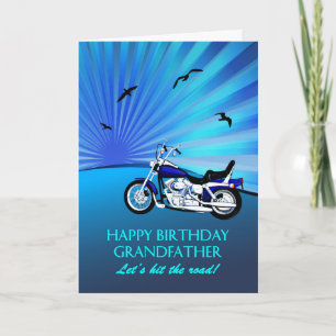 Grandfather Birthday Motorbike Sunset Card