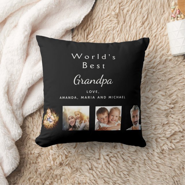 Grandfather black photo collage cushion (Blanket)