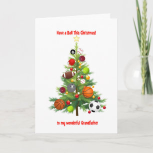 Grandfather Christmas Tree Decorated With Balls Holiday Card