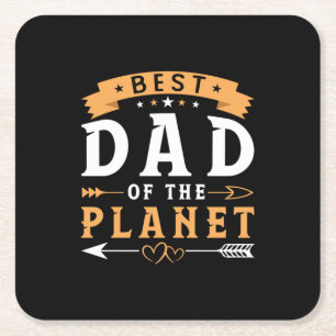 Grandfather Gift   Best Dad Of The Planet Square Paper Coaster