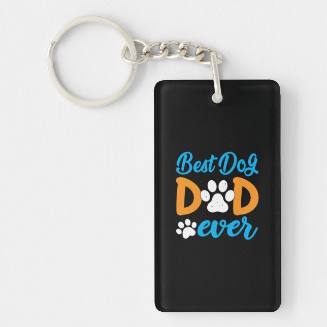 Grandfather Gift | Best Dog Dad Ever Key Ring (Front)