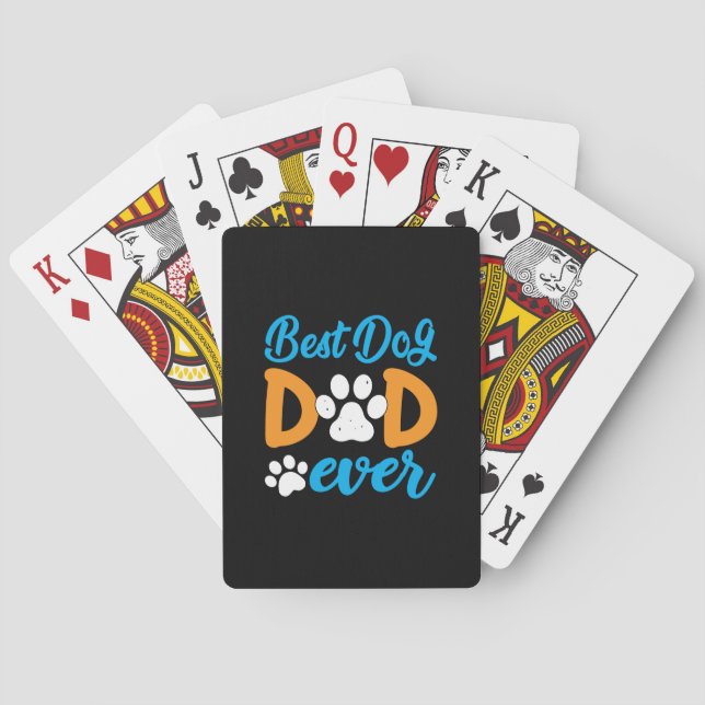 Grandfather Gift | Best Dog Dad Ever Playing Cards (Back)