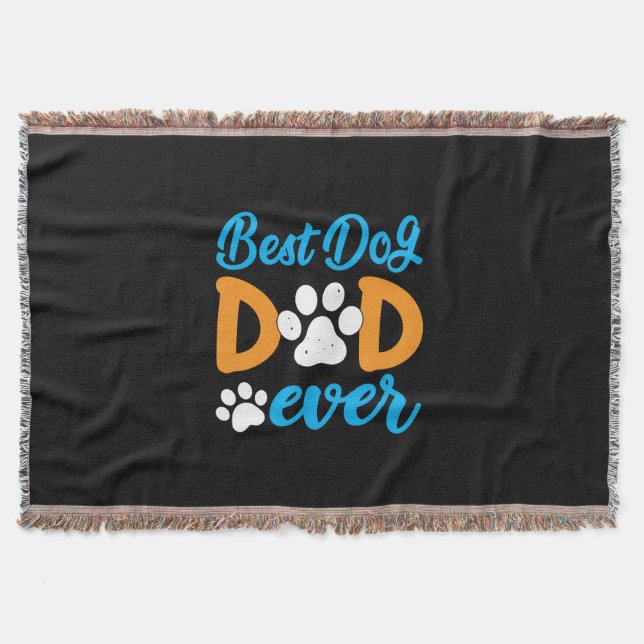 Grandfather Gift | Best Dog Dad Ever Throw Blanket (Front)