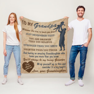 Grandfather Gift From Granddaughter Retro Grandpa Fleece Blanket