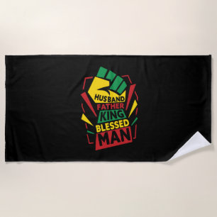 Grandfather Gift   Husband Father And King Beach Towel